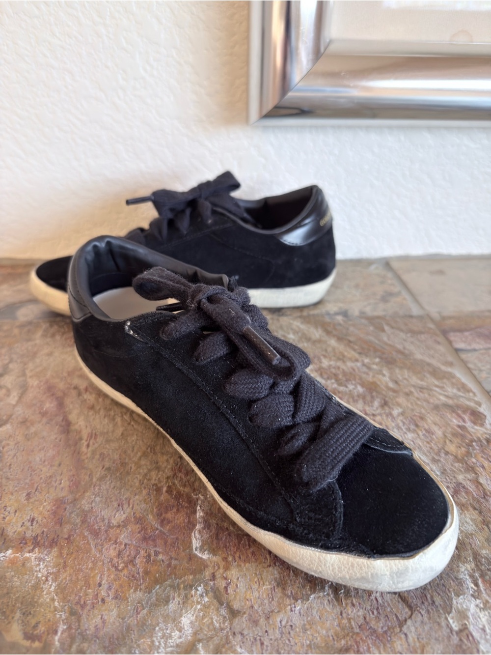 Golden Goose Superstar SUEDE  All Black Low Top  Women’s Sneakers SZ 6 LIKE NEW!